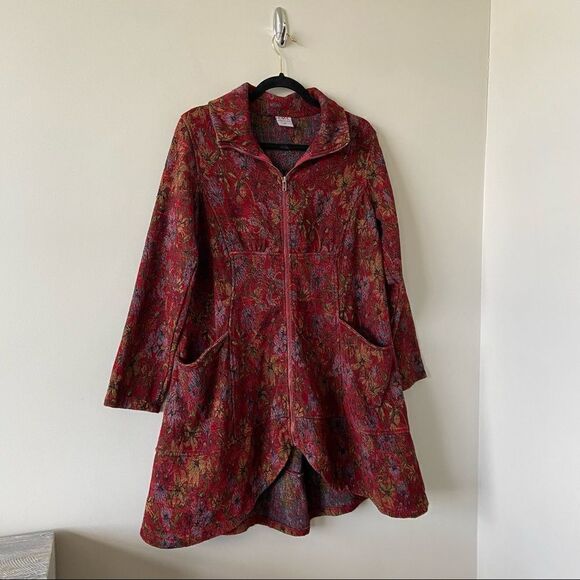 C.M.C (Colour Me Cotton) Boho Double Pocket Tapestry Swing High Low Jacket - Picture 4 of 15
